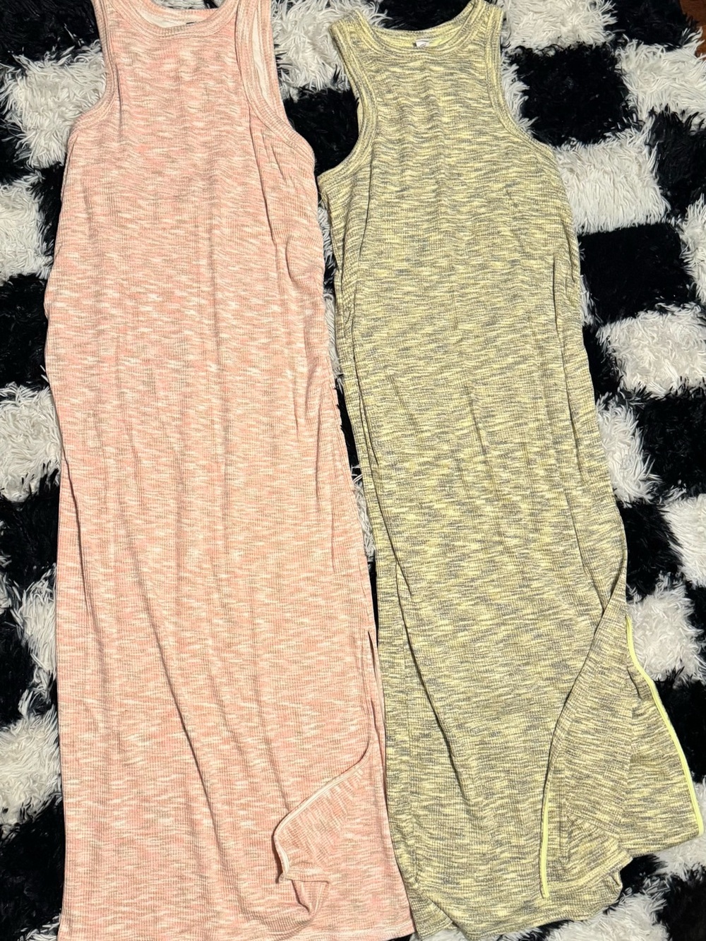 Old Navy Maternity Heathered Pink and Green Maxi Dresses